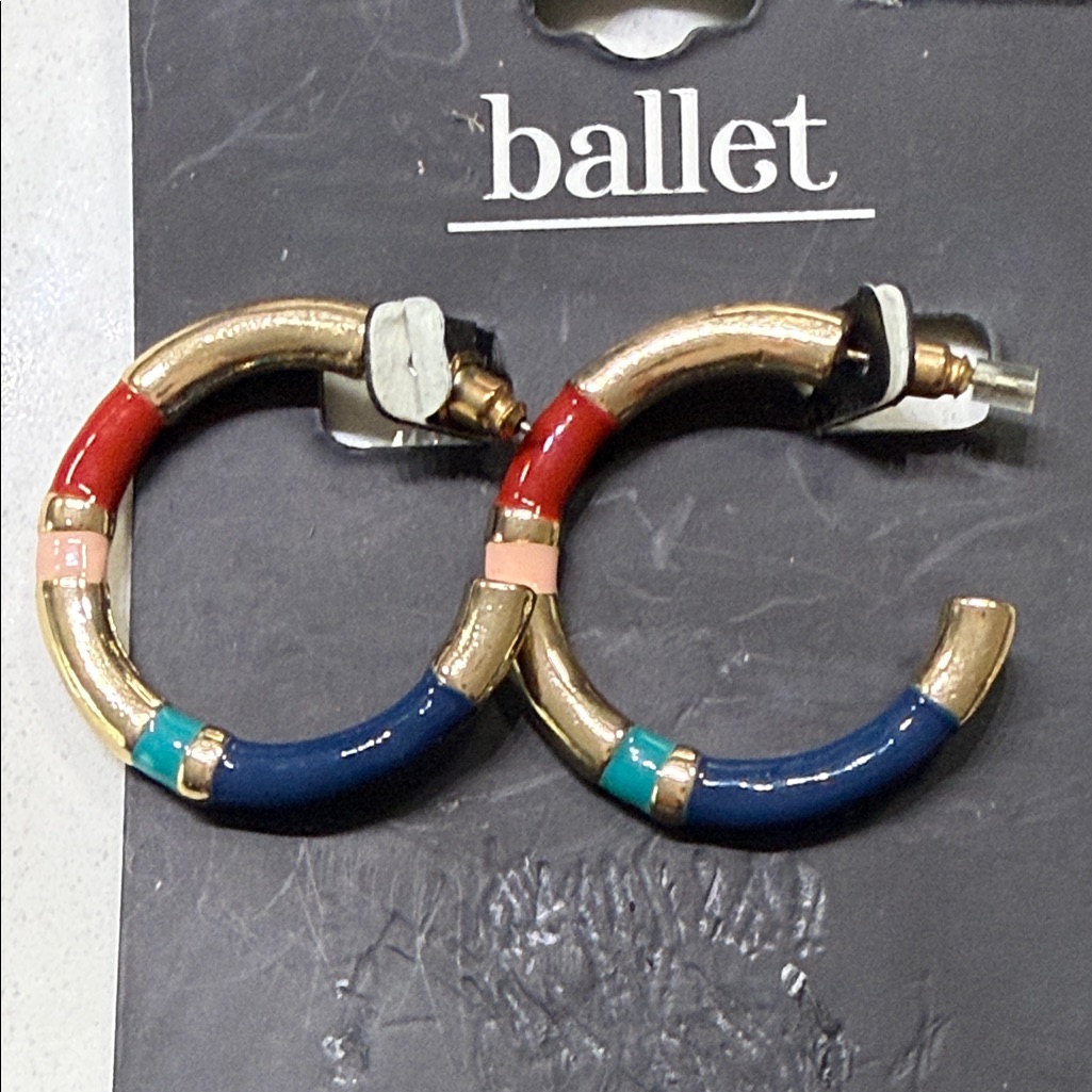 Colorful Ballet Hoop Earrings 12$